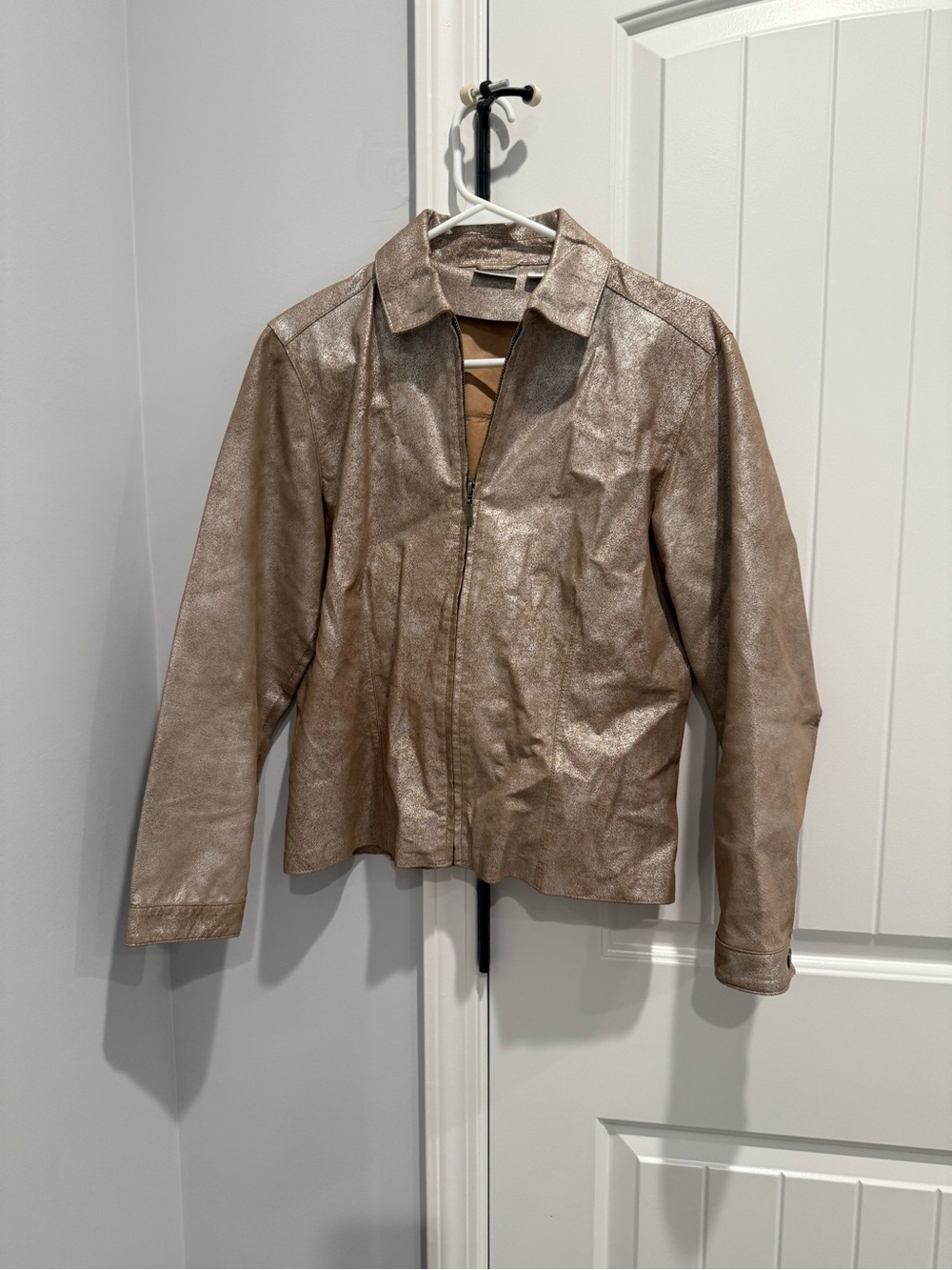 Chico Taupe Zip-Front Women's leather Jacket